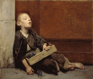 Fernand Pelez (1848-1913). "Martyr" ou "Le marchand de violettes". Huile sur toile, vers 1883. Musée des Beaux-Arts de la Ville de Paris, Petit Palais.